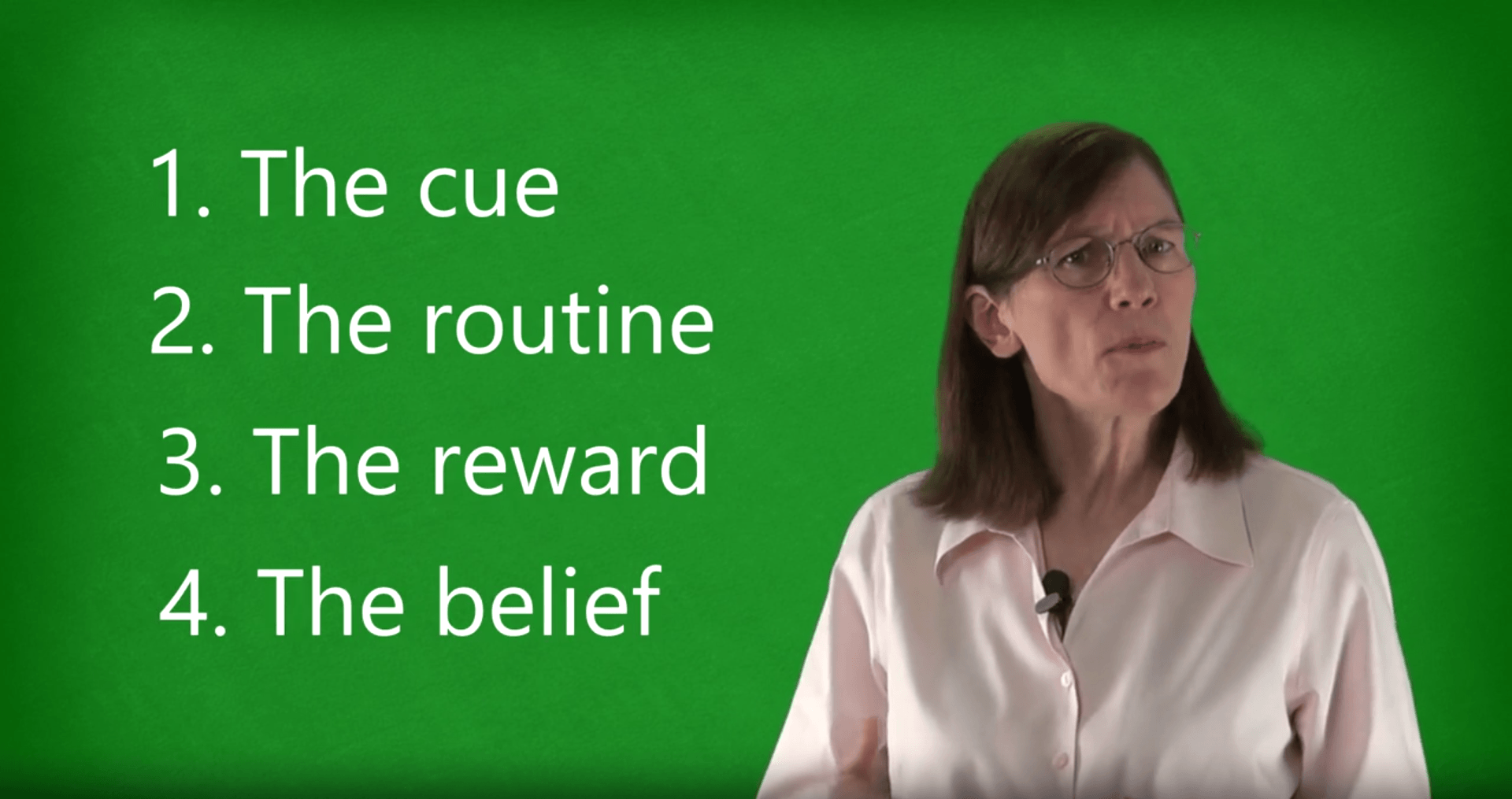 4 parts of habits: Cue, routine, reward and belief